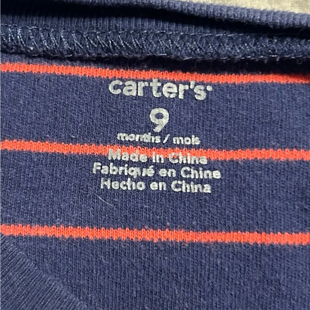 Carter's Blue and‎ Red Striped Footie Dog Pajamas